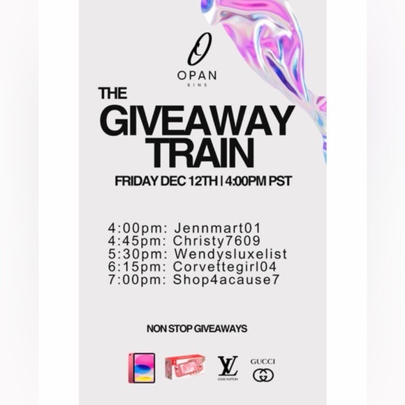 Other - 12-12-25 Giveaway Train Schedule 🚂